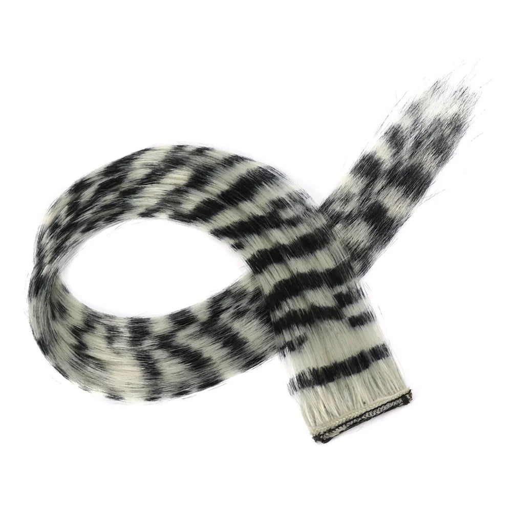 Stripe Printed Clip in Hair Extensions Synthetic Straight Hair Highlights Colorful 18 Inches Wig Hairpieces for Daily Use Party