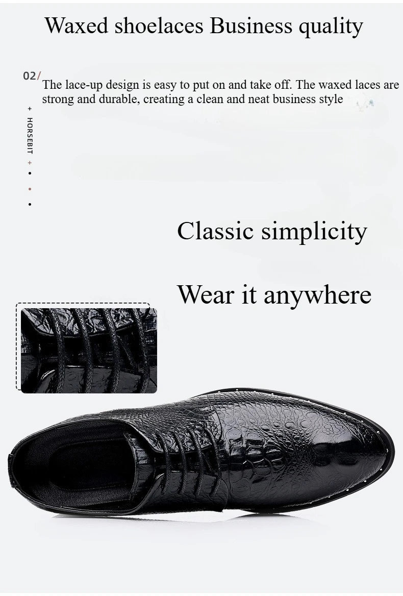Genuine Leather Men Shoes Luxury Crocodile Skin Men's Dress Shoes Lace-Up Wedding Party Shoe Business Office Men Oxfords Shoes