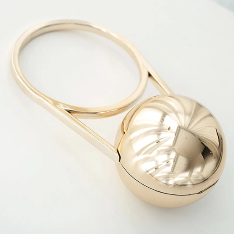 Fashion Bride Pearl White Round Metal Gold Women Luxury Evening Banquet Clutch Bag Wedding Purse Party Crossbody Day Handbag