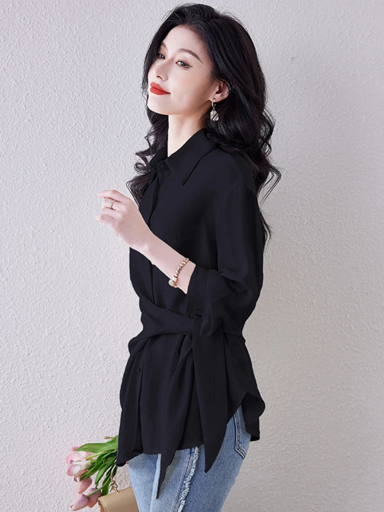 New Spring Women Blouses France style office ladies shirts solid color tops blusa mujer