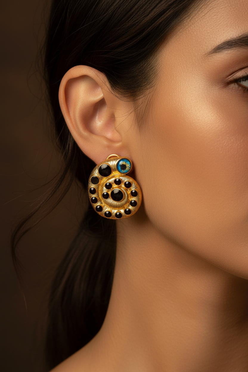 1 Pair of Vintage Earrings with an Exquisite and Unique Design Featuring Exaggerated Snail Eyes and Blue Eyes, Suitable for Women to Wear Daily or at Parties, and Can Be Given as a Gift