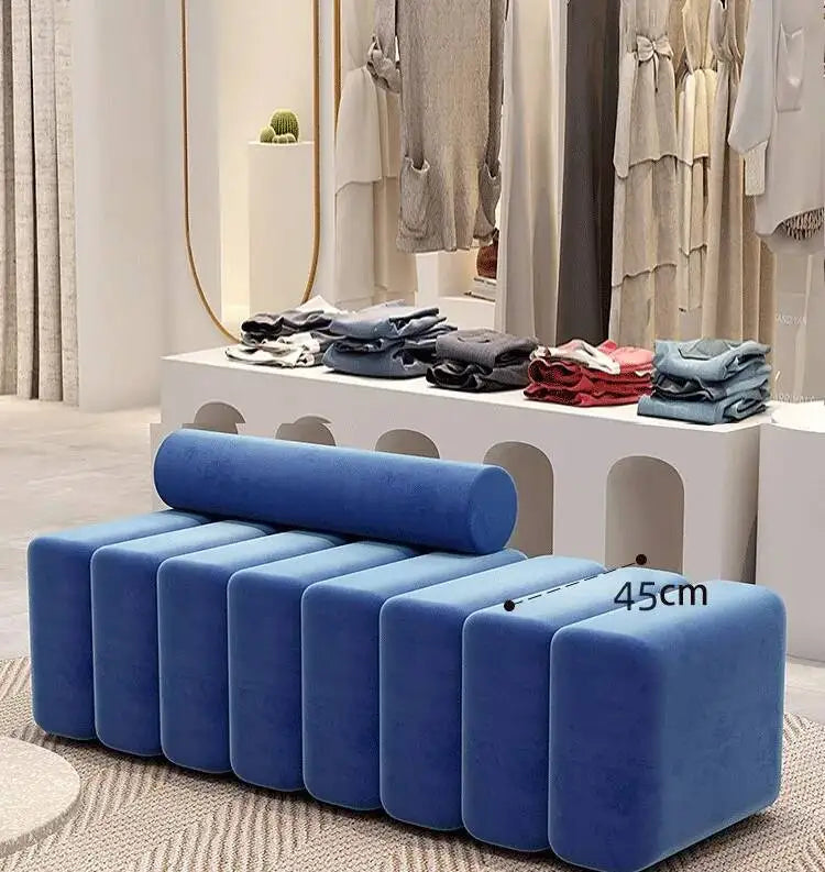 Bedside Bench Modern Creative Reception Coat Chair Light Luxury Fabric Casual Shoes Changing Stool 80x45x45cm
