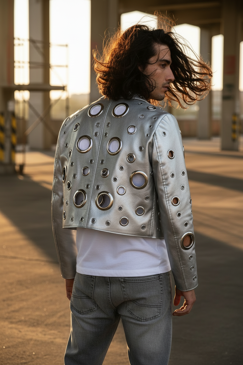 Mauroicardi Spring Short Hollow Out Patchwork Short Pu Leather Jacket Women Cool Luxury Designer European Style Clothes Fashion