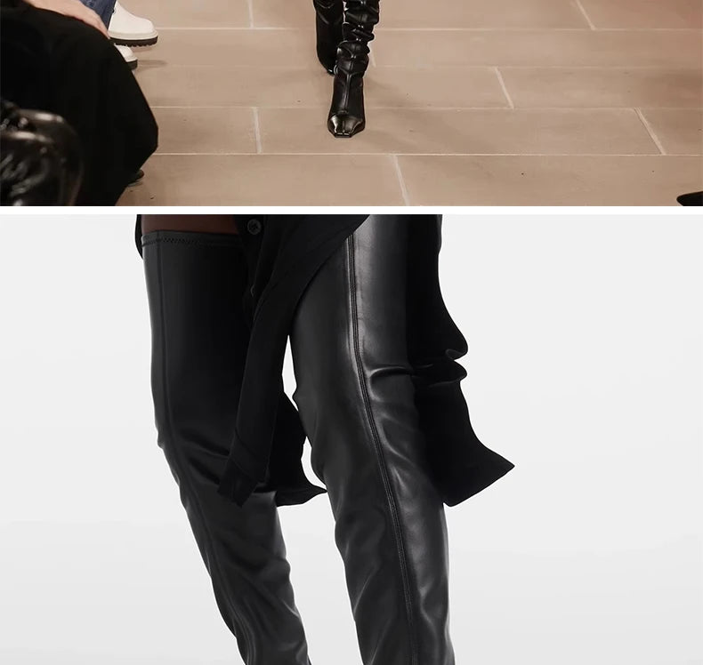 Ods Luxury Brand Black High Boots Women Heels Over the Knee Boot Sexy Zipper Nightclub Ladies Long Latex Shoes Big Size4143 4546