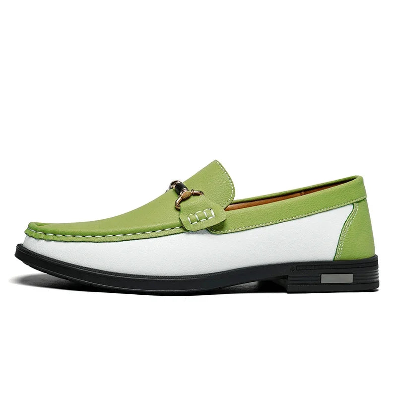 Luxury Brand Genuine Leather Mens Shoes Wedding  Slip on Loafers New Trend Metal Buckle Moccasins Versatile Male Business Shoes