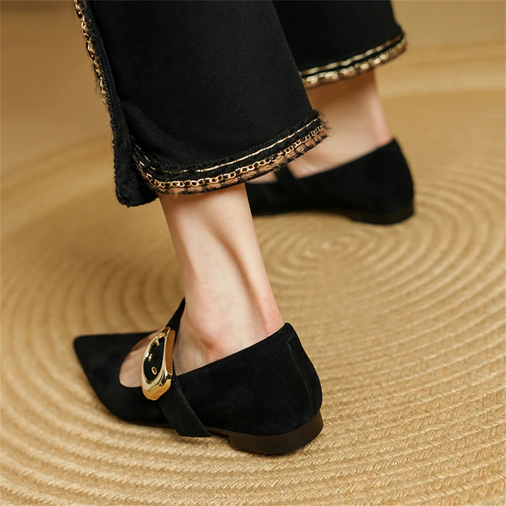 Dilalula Classic Retro Women Flats Buckles Loafers Suede Quality Metal Decoration Casual Shoes Ladies Fashion Dress Mocasines