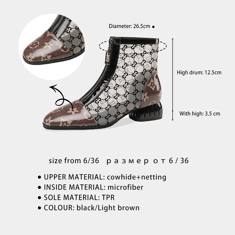 Super Trendy Mesh Boots Hollow Mesh Summer Sandals Pointed Toe Roman Women's Shoes35 to  43