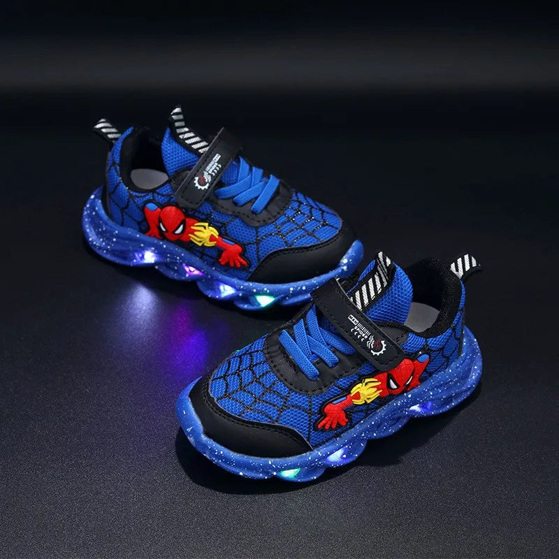 2023 New Spider-man Children's Shoes Boys Sneaker With Lights Spring Led Kids Boys Sports Children Shoes Casual