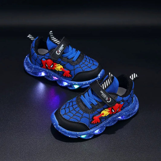 2023 New Spider-man Children's Shoes Boys Sneaker With Lights Spring Led Kids Boys Sports Children Shoes Casual