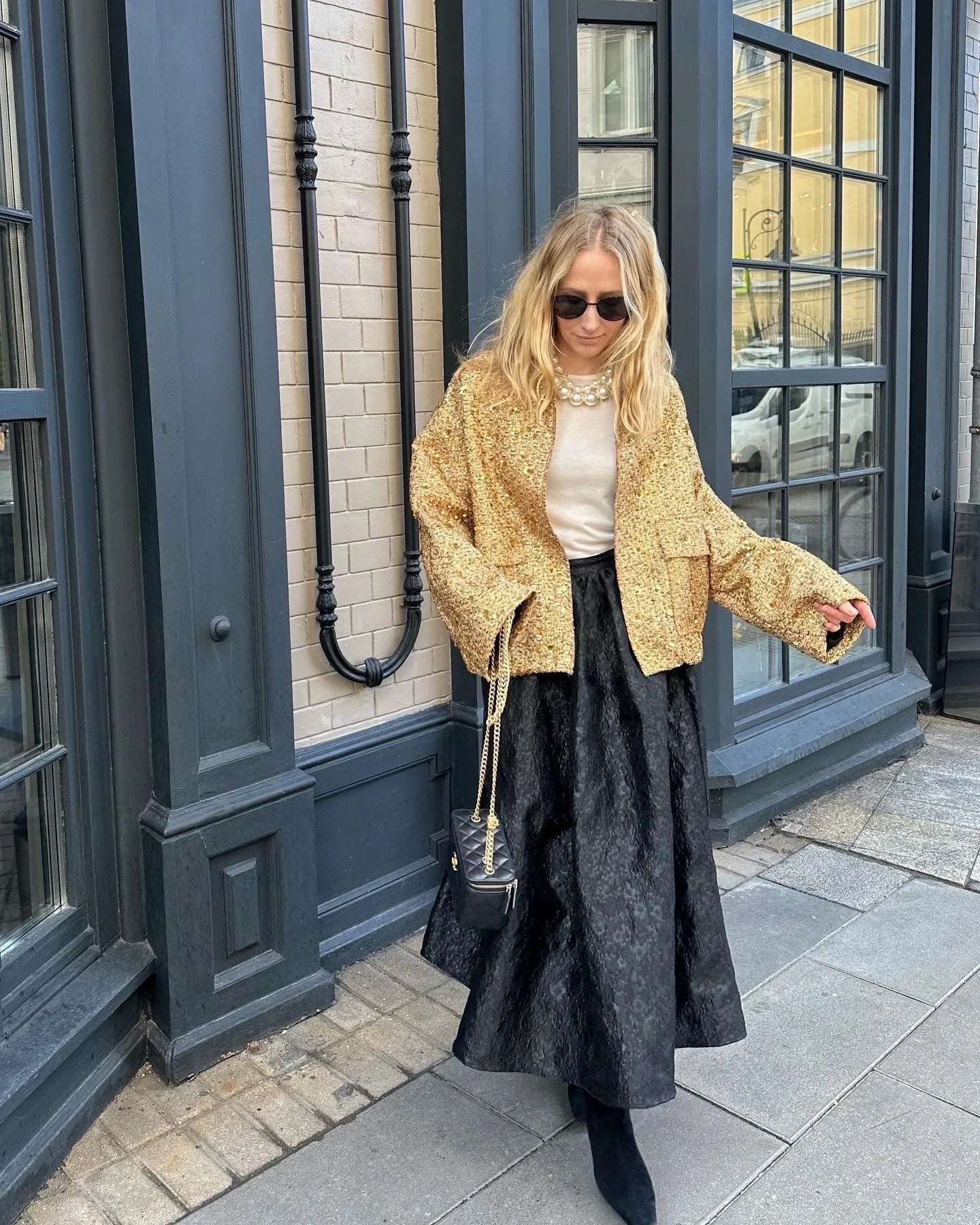 Women's Sequined Bomber Jacket Fall New Round Neck Long Sleeve Pocket Stretch Hem Sequins Jacket Coat Female Chic Outerwear