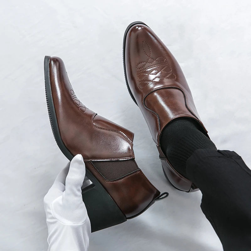 Spring New Men's Height Increased By 6 Centimeters Comfortable Leather Shoes Fashionable Business Attire Groom's Wedding Shoes