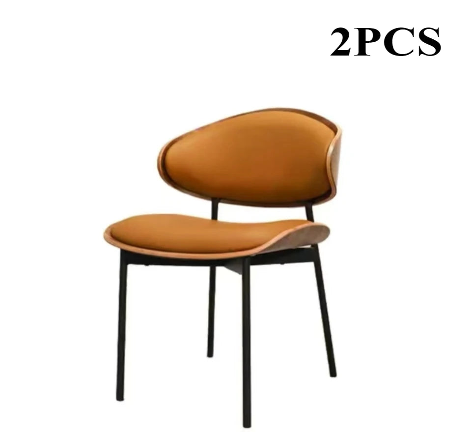 Leather Dining Chairs Set of 2 or1,Mid Century Modern Chair, Upholstered Kitchen Dining Room ChairsBlack WalnutBendwood.