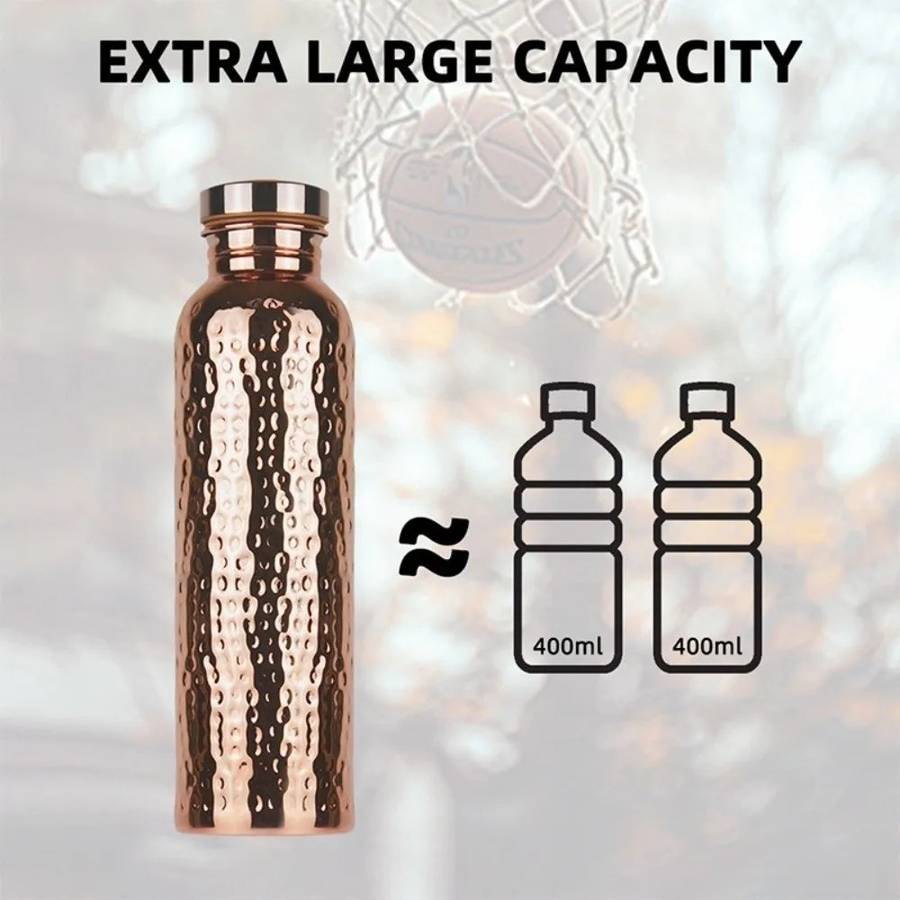 800ML Copper Water Bottle Anti-Slip Silicone Base Thermal Insulation Leakproof Sports Bottle One-Click Open Lid