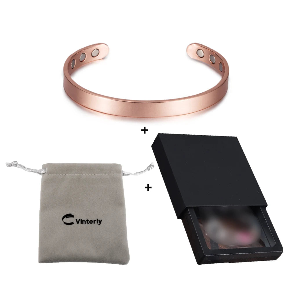 Pure Copper Bracelets for Women Arthritis Pain Relief Adjustable Magnetic Bangles Benefits Healing Energy Minimalist Jewelry