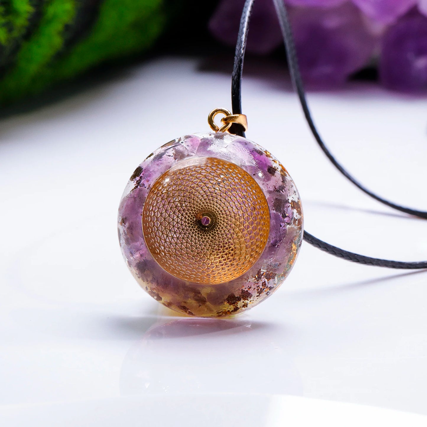 Rodin Coil &Opal Orgone Pendant Necklace , Blue glass pendant jewelry, Chakra Balancing, Adjustable Chain