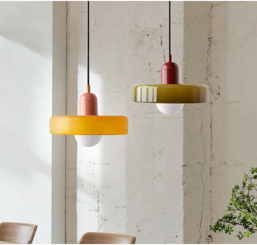 Modern Glass Pendant Lights Kitchen Restaurant Hanging Lamp Ceiling Chandeliers Nordic Decoration Denmark Orange Decor Lighting