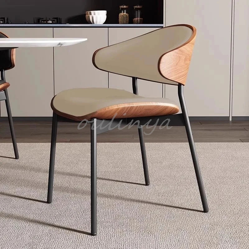 Leather Dining Chairs Set of 2 or1,Mid Century Modern Chair, Upholstered Kitchen Dining Room ChairsBlack WalnutBendwood.