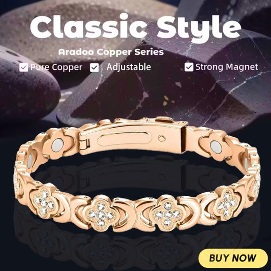 Lucky Grass Purple  Copper Magnetic Bracelet, Ladies' Bracelet; Copper Bracelet; Titanium Steel Jewelry Gift