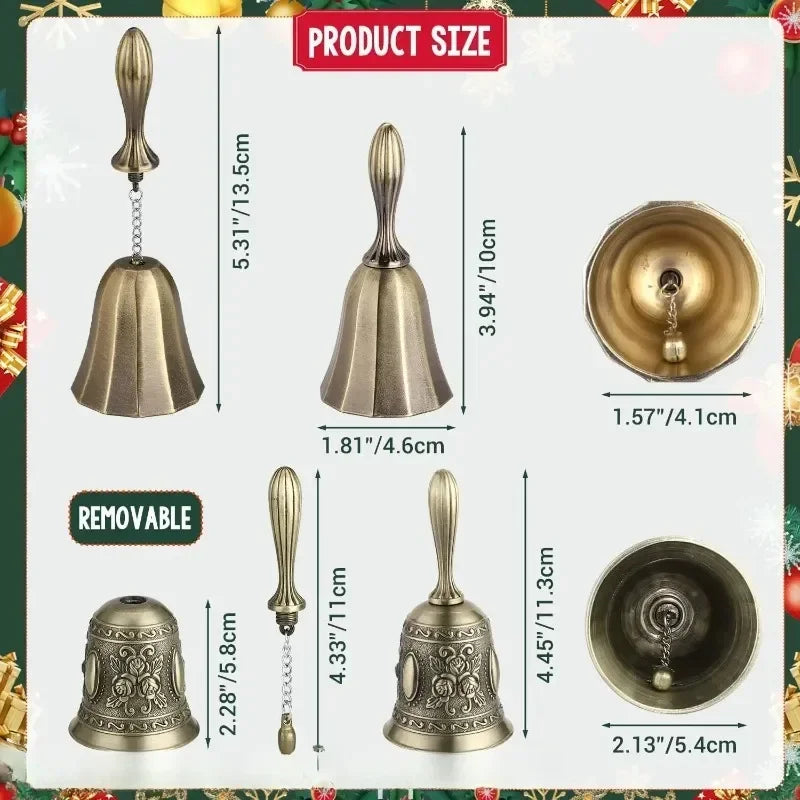 Brass Bronze Handicraft Bell Metal Call Bells Alarm Hand Held Service Call Bell Desktop Bell Tea Dinner Bell Bronze Christams Bell