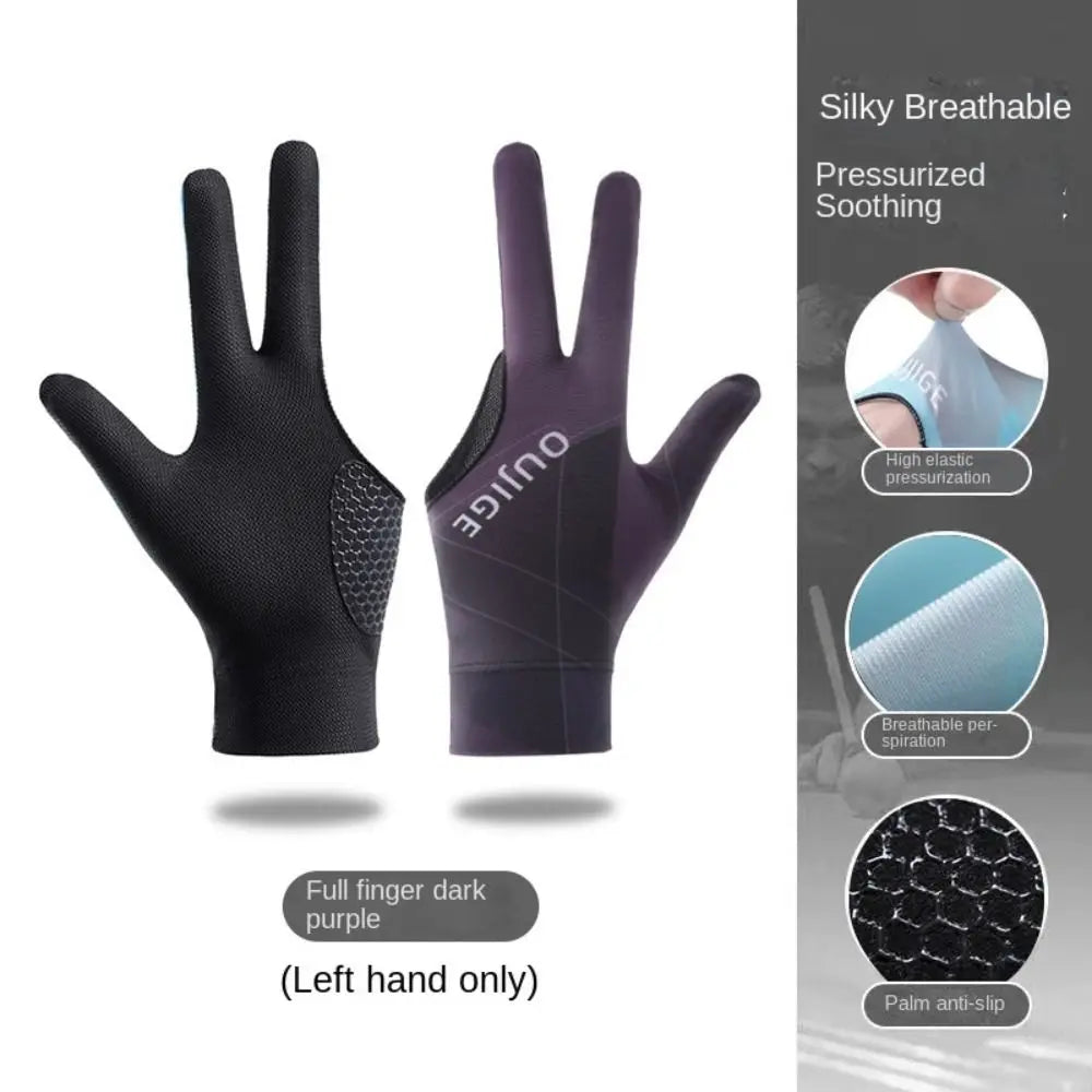 Left and Right Hand Billiards Glove Elastic Non Slip Three Fingers Glove Breathable Snooker Billiard Glove Fitness Accessories