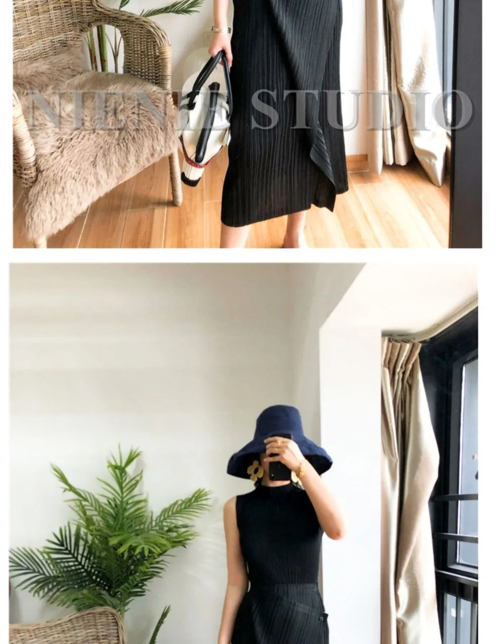 Miyake Pleated Skirt High Waist One Button Stitching Long Asymmetrical Skirt Two Piece Straight Korea Fashion Aesthetic Clothes