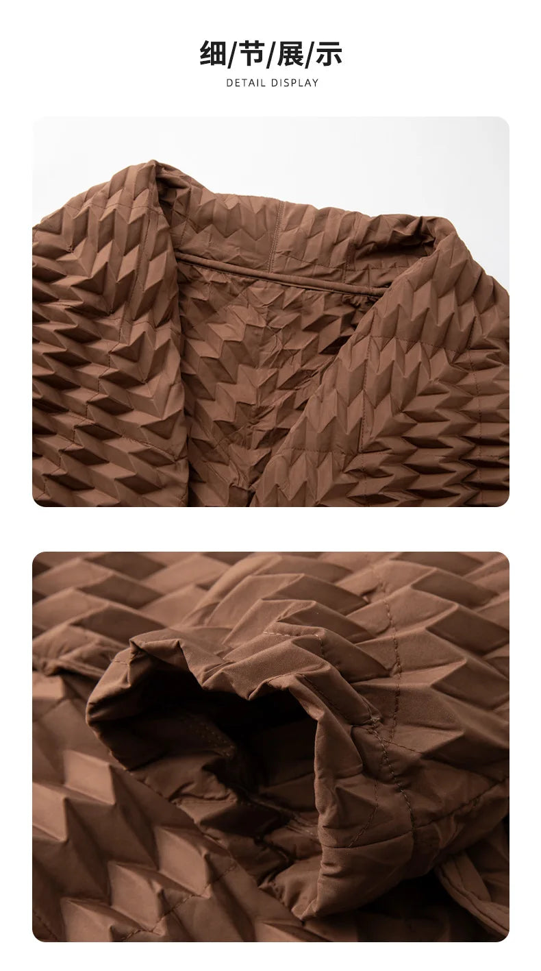 Miyake Pleated Top, Women's Solid Color Short Jacket, Handmade Pleated Versatile Loose Version, Lapel Cardigan, Autumn New Style