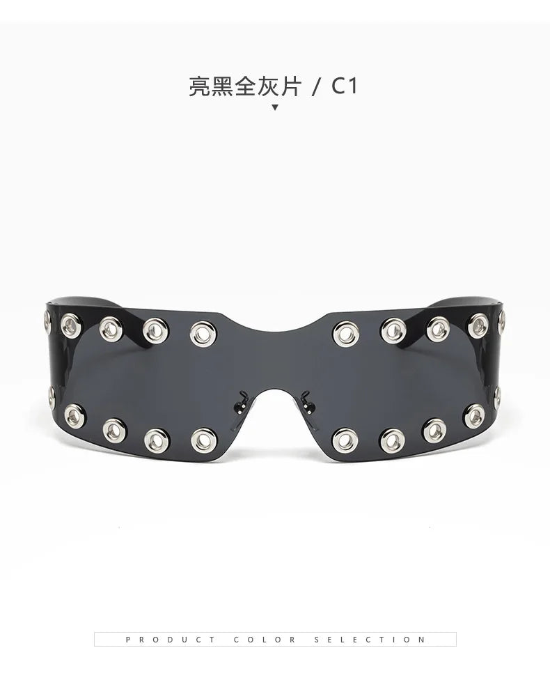 New 2026 Luxury Trendy Diamond Rimless Rhinestone Sunglasses Women Punk Shield Wrap Sun Glasses Vintage One-Piece Shades Goggle
