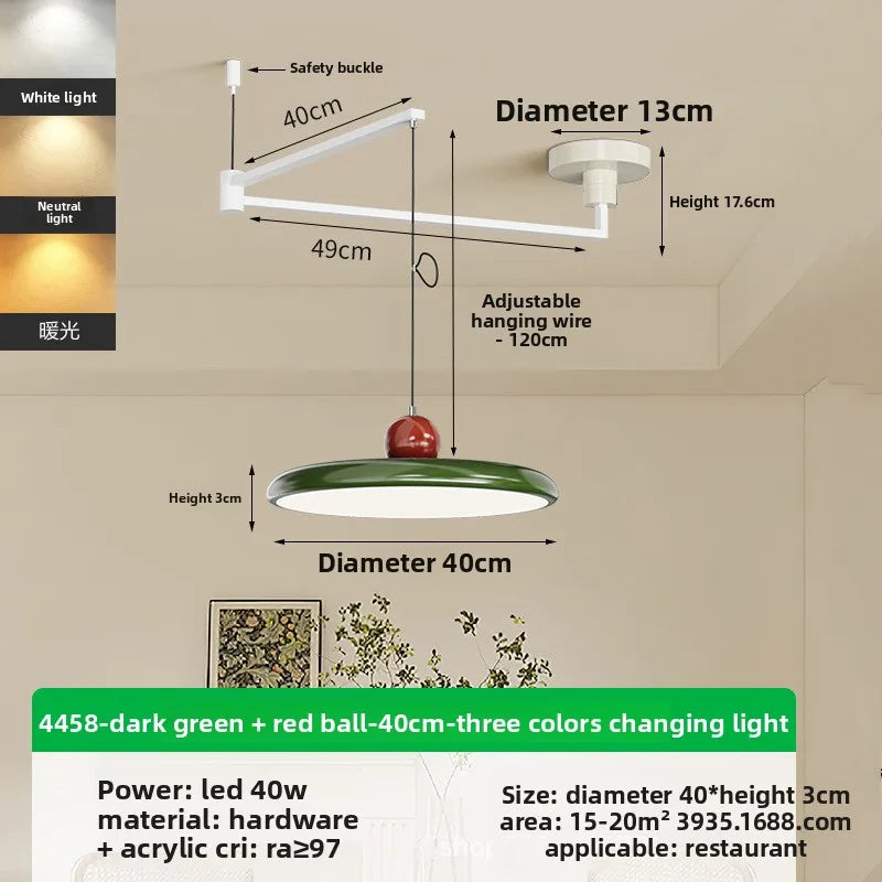 Movable Rocker Arm Restaurant Chandelier Modern Simple Table Light Advanced French Full Spectrum Eye Protection Light