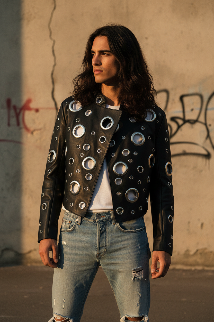 Mauroicardi Spring Short Hollow Out Patchwork Short Pu Leather Jacket Women Cool Luxury Designer European Style Clothes Fashion