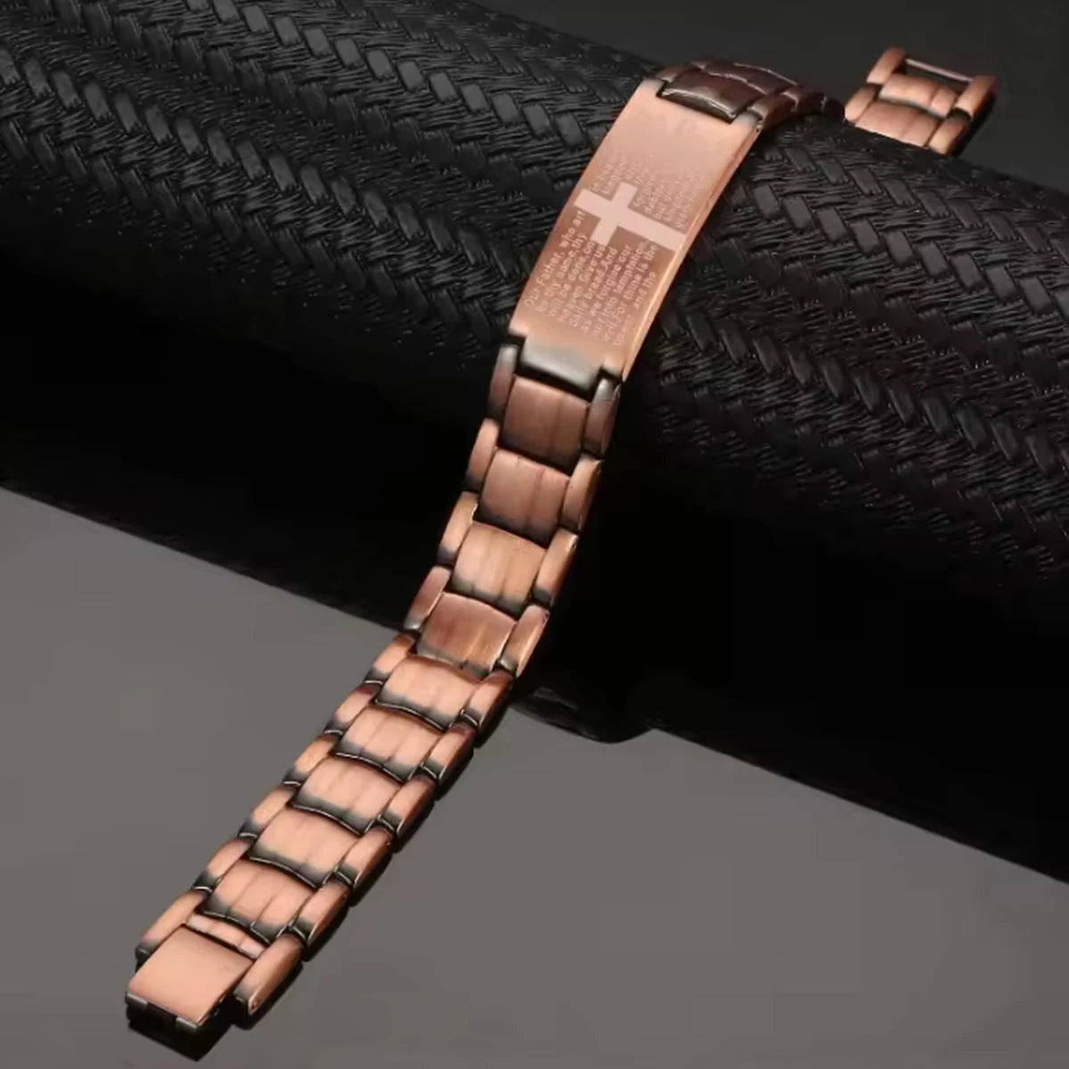 Mens Copper Magnetic Bracelets, Cross Pure Copper Bracelet with Double-Row Strength Magnets for Men Husband Dad Christmas Gifts
