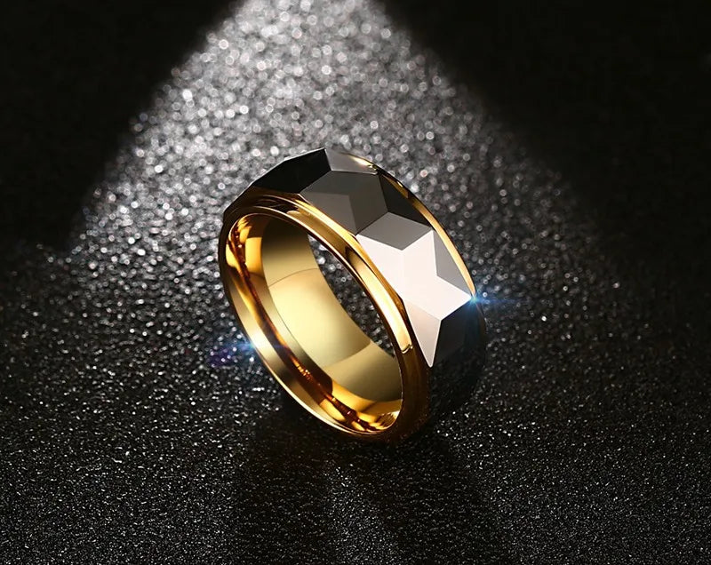 Mens Rings Tungsten Carbide Anti-scratch 8mm Gold-color Thumb Finger Punk Metal Wedding Party Engagement Male Jewelry Waterproof
