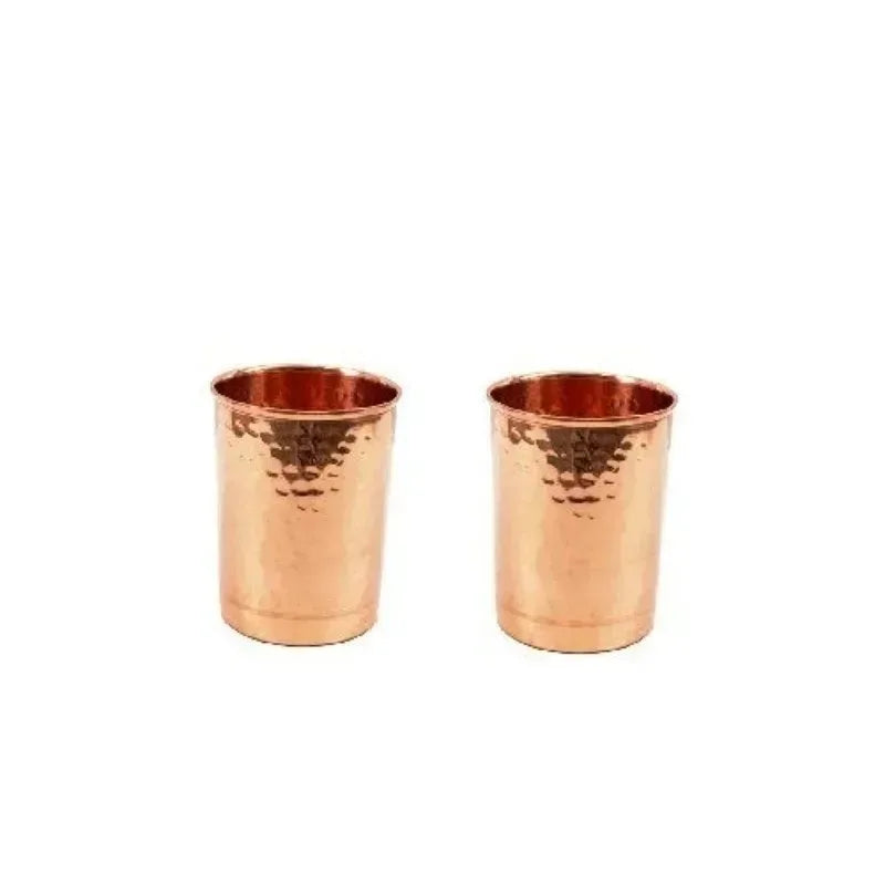 Ayurvedic Pure copper water dispenser container pot with 2 glass rollers - 6.5 liters (brown) - set of 3 pieces