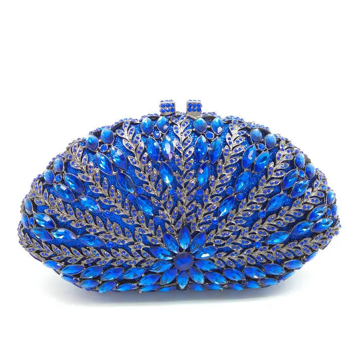 Wedding Green/Blue Purse Crystal Bridal Clutches Bags Rhinestone Lady Diamond Party Handbags Prom Formal Purses Bag