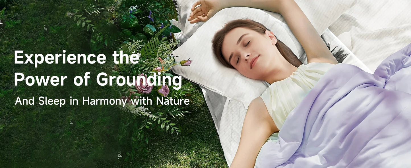 Grounding Bed Sheet 90% Organic Cotton & 10% Pure Silver Fiber Grounding Mat with Grounding Cable Conductive Sheet Earthing Mat