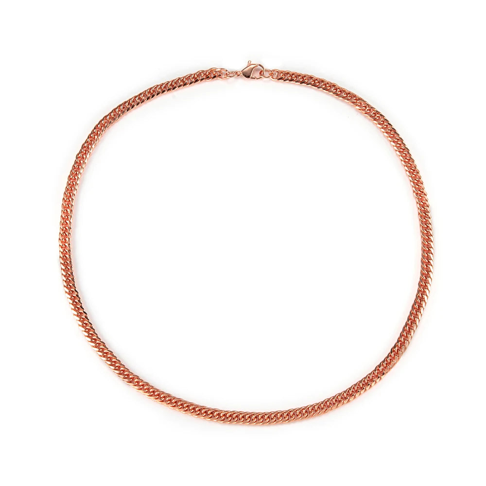 Vinterly Cuban Chain Long Necklace for Men Women Red Copper Adjustable 20/22 Inch Twisted Anti-scratch Jewelry Lobster Clasps