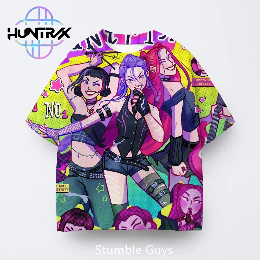 Summer Casual Fashion Kids Kpop Demon Hunters 3D Cartton Short Sleeve Boys Girls T-Shirt Anime Clothes