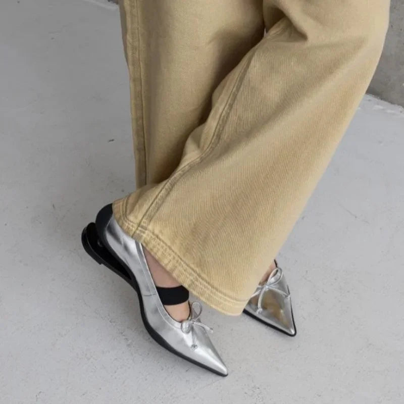 Retro Designer Mary Jane Shoes Women Strange Heel Bowknot Dress Shoes Female Ballet Style Fashion Brand High Heels Women Pumps