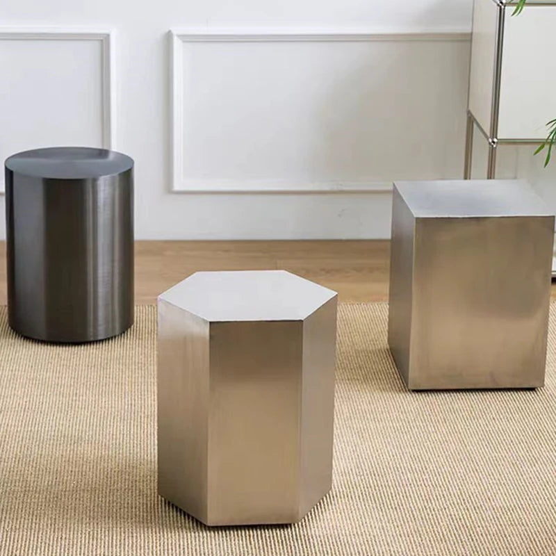 Nordic Metal Living Room Stool Industrial Round Chair for Milk Tea Shop Commercial Furniture Stainless Steel Simple Bistro Seat