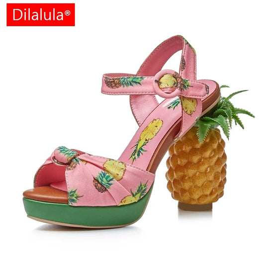 Super High Pineapple Heel Sandals Women Peep Party Shoes