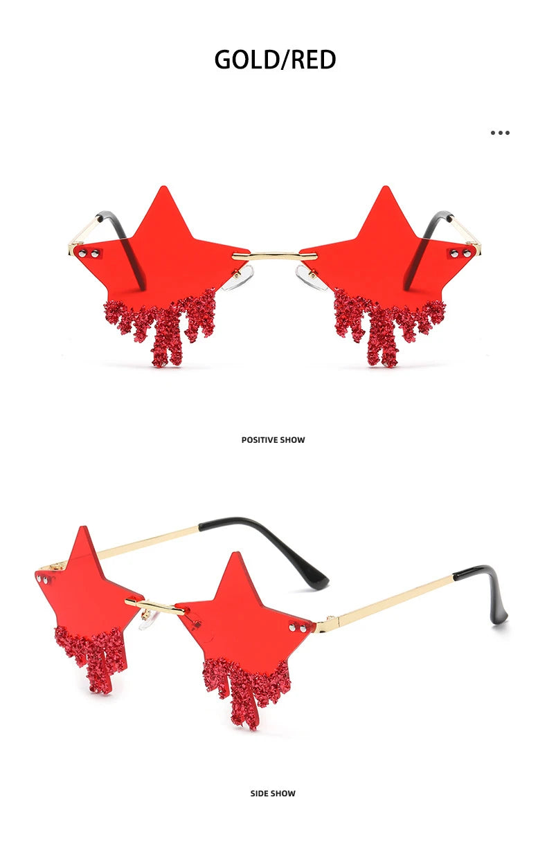 Shiny Luxury Diamonds Sunglasses Women Men Trends Punk Rimless Sun Glasses Female Personality Rhinestone Eyewear Shades UV400