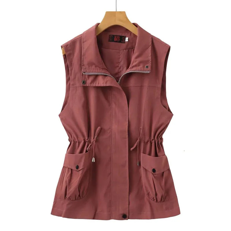 Sustainable Vest  Spring Autumn New Lined Vest Women Sleevless Korean Loose Middle Aged Short Casual Slim Waistcoat Coat Female Outerwear 4XL