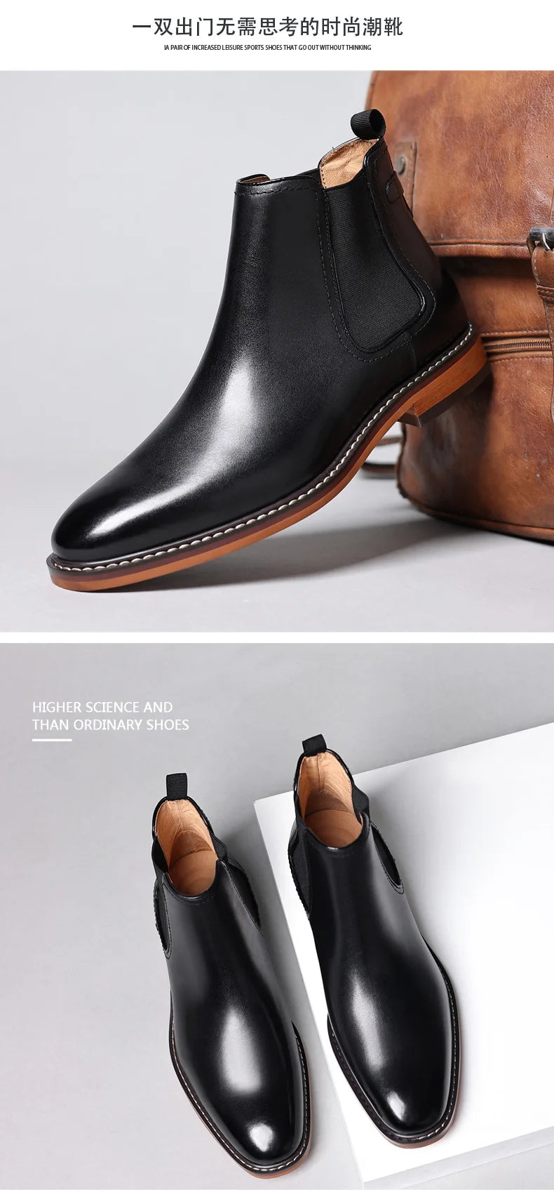 Elegant Men's Chelsea Boots Genuine Cow Leather Handmade Boot Shoes Work Shoes For Formal Dress Wedding Business Party New