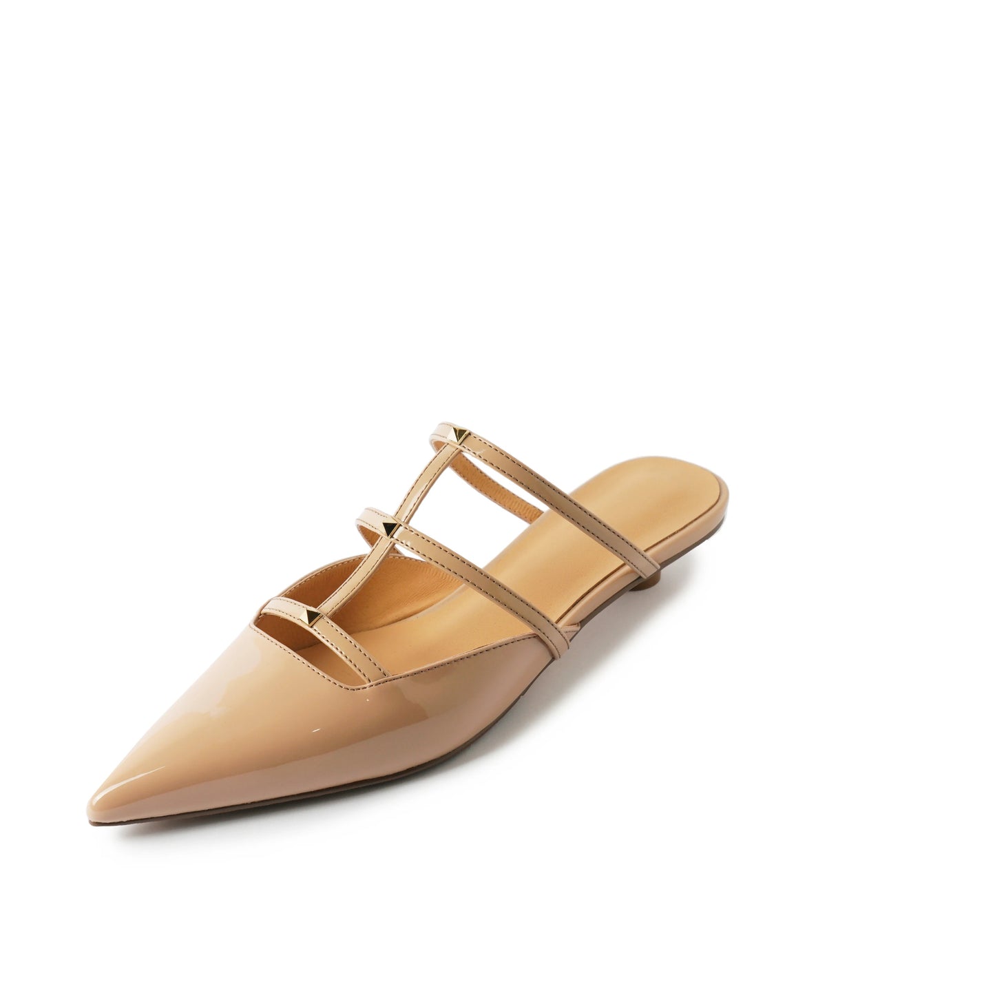 Genuine Leather Rivet Slippers Spring Summer 2026 Women Covered Toe Low Kitten Heels Mules Ladies Narrow Band Casual Slippers