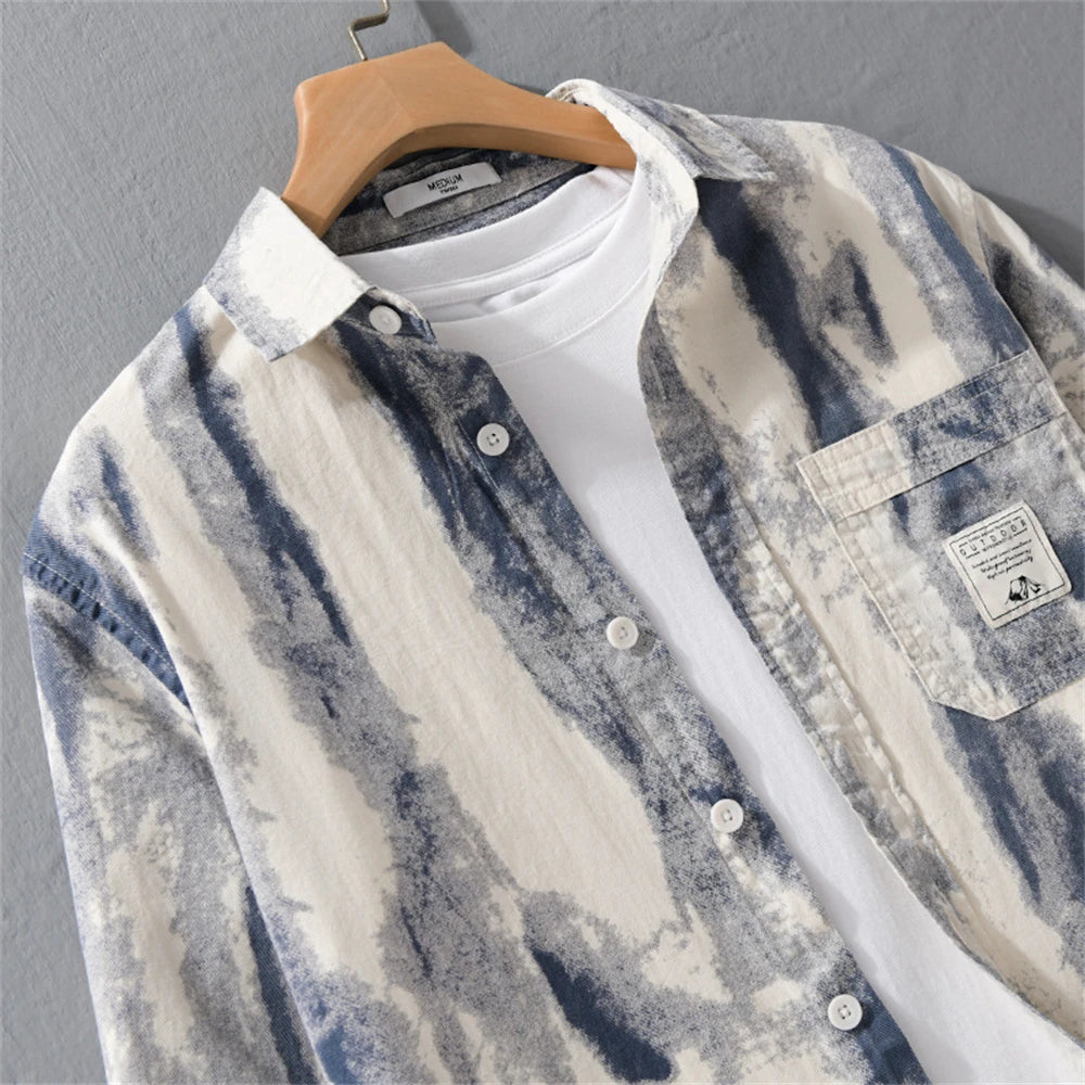 Spring Autumn men's shirt cotton long sleeve fashion Graffiti Casual shirts man clothes Tops comfortable Young mens clothing