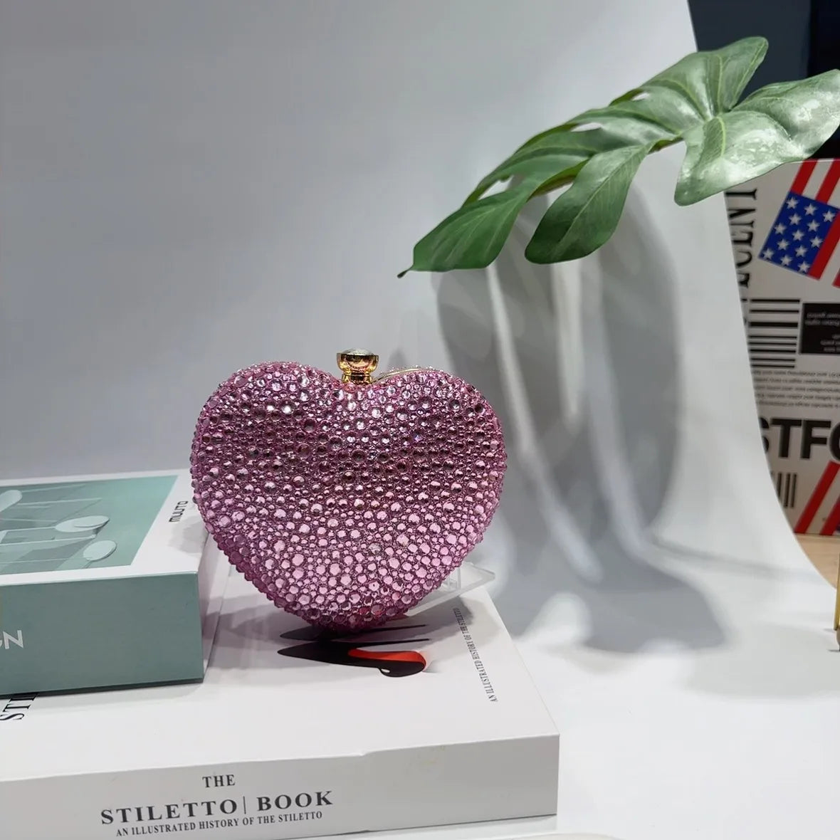 Luxury Diamond Inlay Heart Shape Crystal Clutch Purse Stones Evening Wedding Party Shoulder Bags Handle Rhinestone Mini Handbags