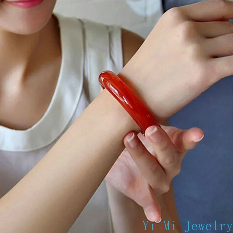 Natural Jade Bracelet Women's Red Agate Jade Bracelet Ice Through Brazil Carnelian Bracelet Jade Bracelet Bangles with Charms