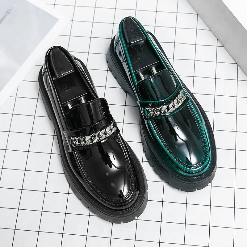 Genuine Leather Shoe for Men Increase Breathabe Casual Leather Shoes Trend Green British Big Head Shoes Men Casual Leather Shoes