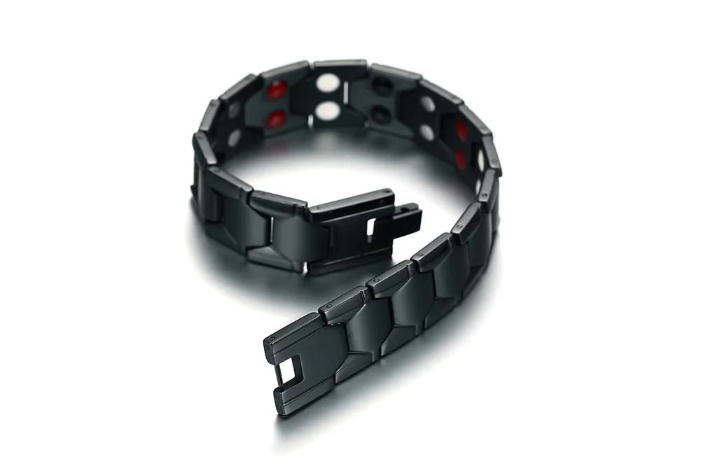 Vinterly Magnetic Bracelet Male Black Brazil Football Style 18mm Wide Health Energy Stainless Steel Men Chain Link Jewelry Punk