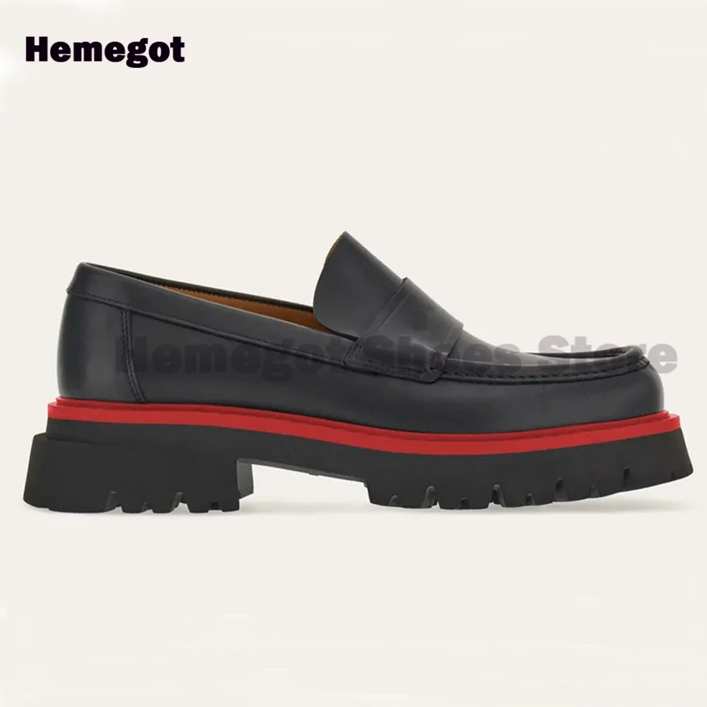Thick-soled Slip-on Loafers Men Shoes Luxury Black Men Dress Shoes Brand Summer Comfortable Breathable Handmade Casual Men Shoes