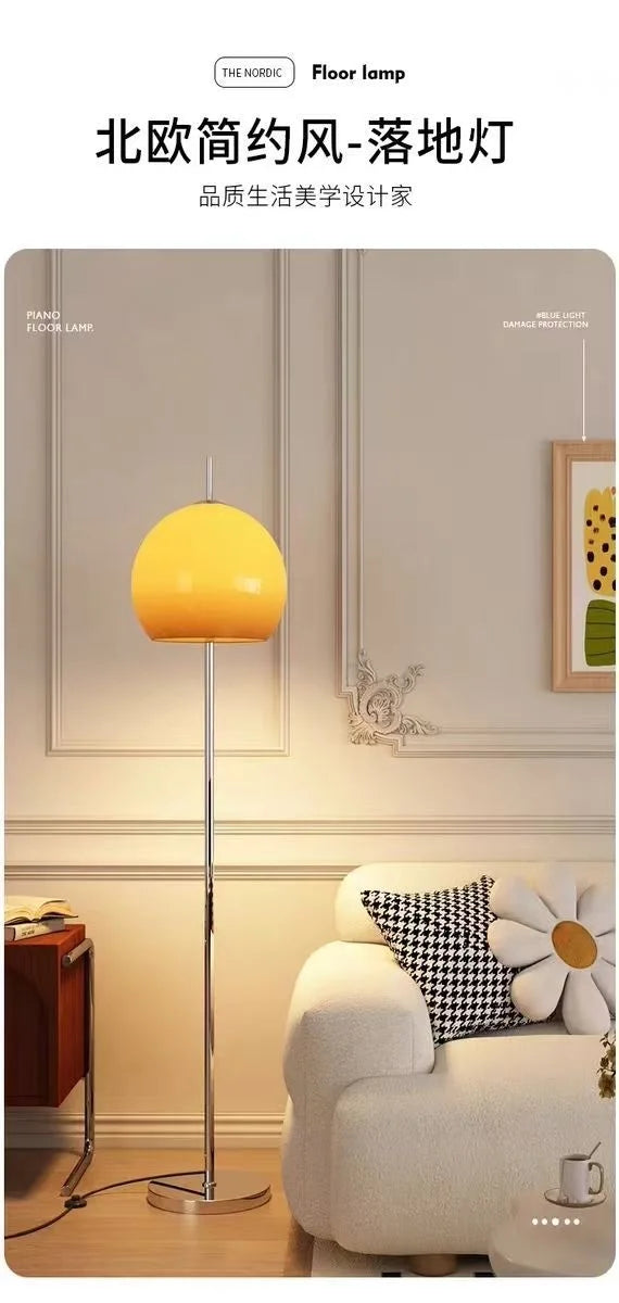 Floor Lamp Design Sense Retro Living Room Bedroom Study Glass Creative French Cream Atmosphere Vertical Table Lamp